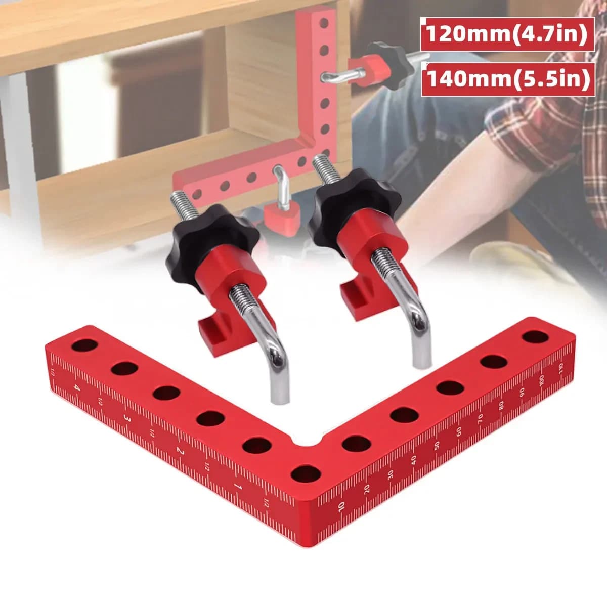 קליפס עיגול מעץ בצורת L, זווית 90 מעלות, 120/140 מ"מ