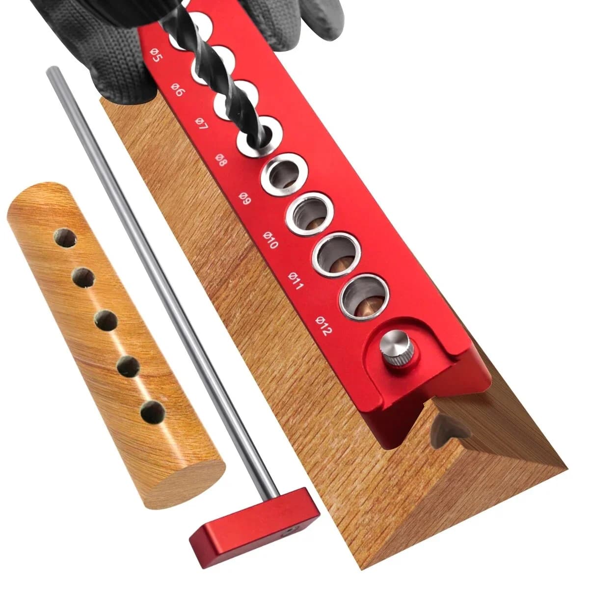 מדריך חורי כיס (Pocket Hole) אנכי, מרכז-עצמי 3-12mm
