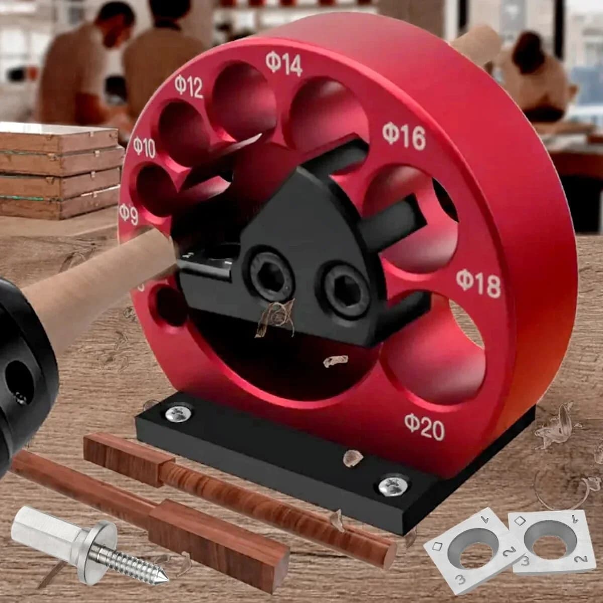 סט מכשיר יצירת מקלות עץ (Dowel) בעל 8 חורים, 8mm-20mm להבים מטונגסטן