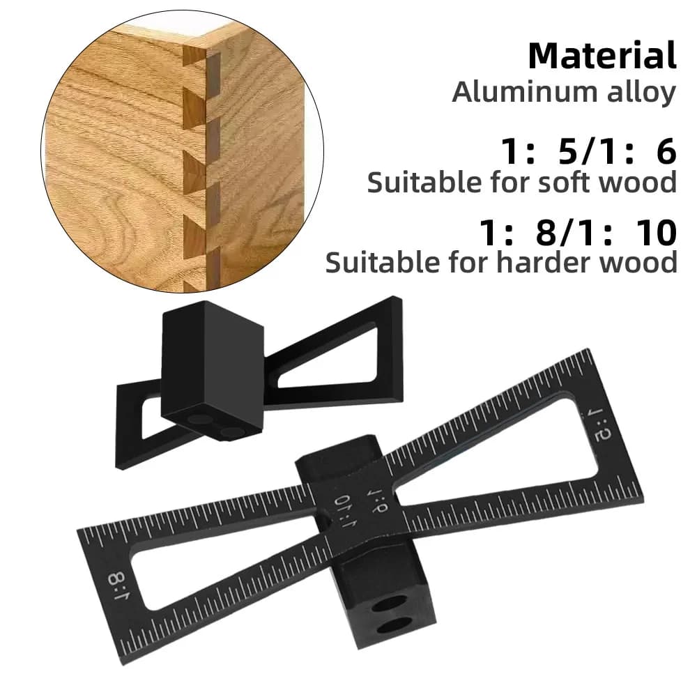 תבנית סימון חיבורי שן יונה (Dovetail) מאלומיניום עם שיפועים מרובים
