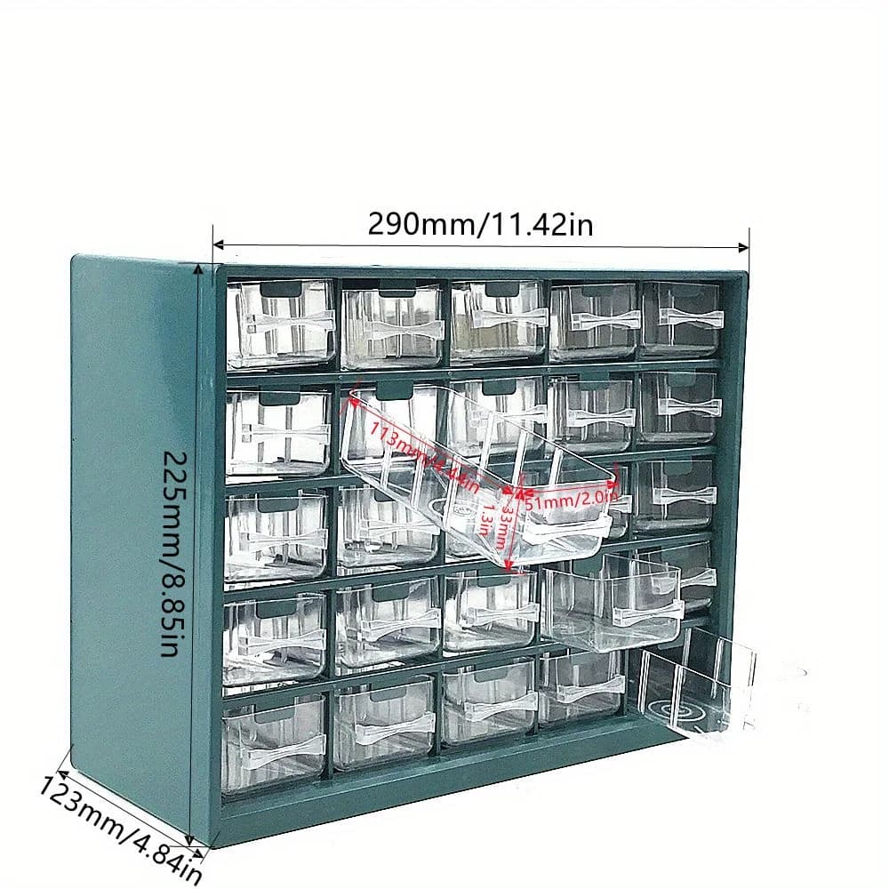 קופסת אחסון חלקים לקיר עם 25 תאים